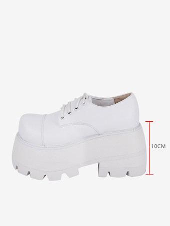 ゴシックロリータフットウェア ホワイト ラウンドトゥ PUレザー ロリータパンプス