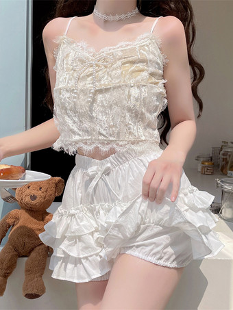スイートロリータブルマー ホワイトフリル ルーズロリータショーツ