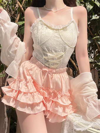 スイートロリータブルマー ホワイトフリル ルーズロリータショーツ