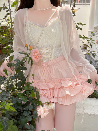 スイートロリータブルマー ホワイトフリル ルーズロリータショーツ