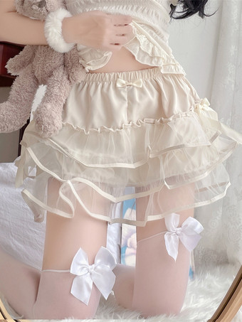 スイートロリータブルマーブラックティアードフリルルーズロリータパンツ