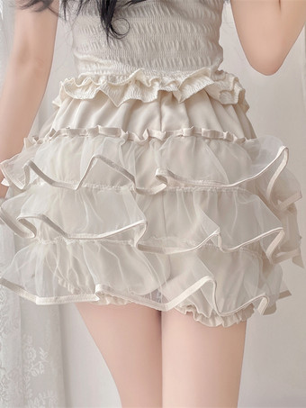 スイートロリータブルマーブラックティアードフリルルーズロリータパンツ