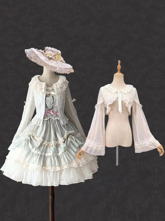 スイートエクリュホワイトロングスリーブフリル