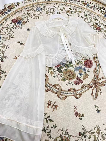 スイートエクリュホワイトロングスリーブフリル