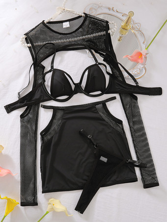 センシュアル クルードウェア カットアウト メッシュ ナイトアウト コーチェラ クラブ 2ピースセット