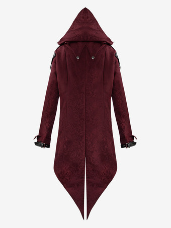 中世のハロウィーンのレトロなスプライシングジャケットゴシックダークコスチューム バーガンディ