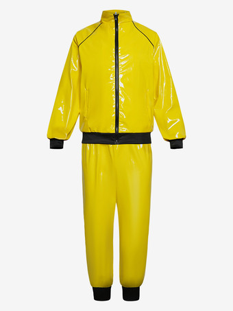 レトロなディスコパテントレザーの光沢のあるステージ衣装