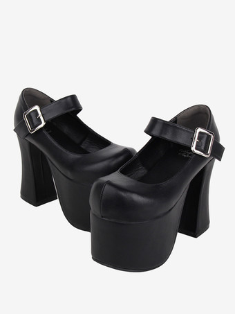 スイートロリータサンダル グロメット ラウンドトゥ メタリックPUレザー ブラック ロリータ サマーシューズ