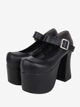 スイートロリータサンダル グロメット ラウンドトゥ メタリックPUレザー ブラック ロリータ サマーシューズ