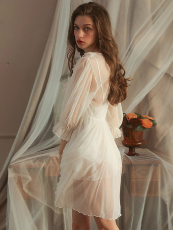 ナイトガウン このサスペンダーフリル 3Dフラワーナイトガウン コート付き