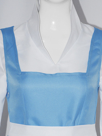 ライトスカイブルー レトロコスチューム フリル ポリエステルドレス レディース レトロセット マリーアントワネットコスチューム パーティー プロムドレス