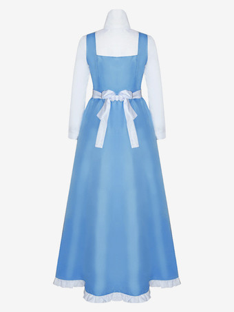 ライトスカイブルー レトロコスチューム フリル ポリエステルドレス レディース レトロセット マリーアントワネットコスチューム パーティー プロムドレス