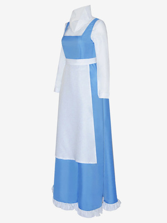 ライトスカイブルー レトロコスチューム フリル ポリエステルドレス レディース レトロセット マリーアントワネットコスチューム パーティー プロムドレス