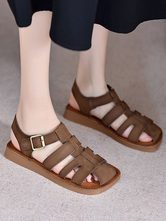 Sandalias planas para mujer Sandalias de gladiador con abertura en la playa