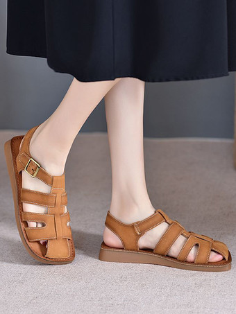 Sandalias planas para mujer Sandalias de gladiador con abertura en la playa