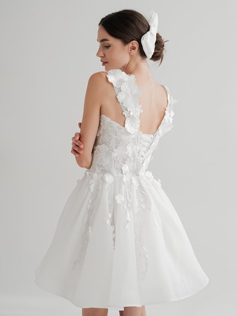 ブライダルミニドレス ショートウェディングドレス ショートオフショルダー ノースリーブ ショートナチュラルウエスト レースショートブライダルドレス