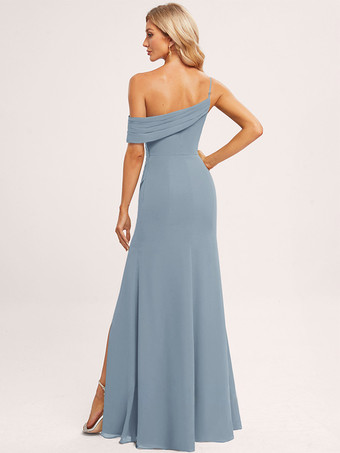 ブライズメイドドレス Aライン フロアレングス ジッパー シフォン ウェディング パーティードレス