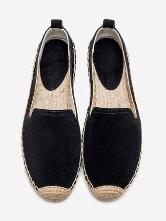 レディース フラットローファー ラウンドトゥ スエード スリップオン エスパドリーユ