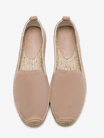 レディース フラットローファー ラウンドトゥ スエード スリップオン エスパドリーユ