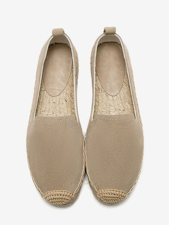 レディース フラットローファー ラウンドトゥ スエード スリップオン エスパドリーユ