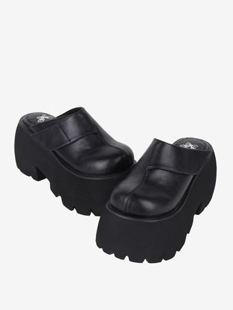 ゴシックロリータサンダル ブラックリベット 花柄 PUレザー オープントゥ ロリータ サマーシューズ