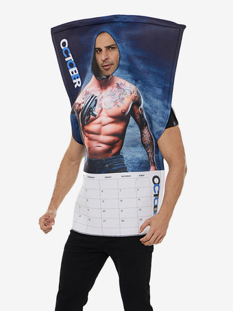 ブルー ハロウィンパーティーパフォーマンスコスチューム、楽しいパロディー壁画コスチューム、キャンパスイベントパフォーマンスジャンプスーツ