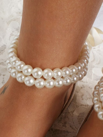 ホーボー ブライダル シューズ フラット オープントゥ パール アンクルストラップ ウェディングシューズ