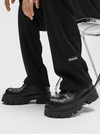 Dress Shoes For Men Modern Round Toe Strap Adjustable PU Leather