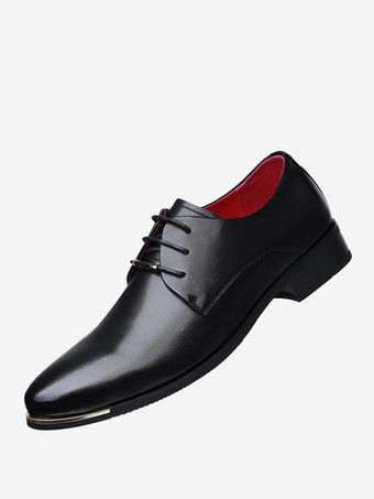 PU SchwarzAbendschuhe für Männer Hochwertiger spitzer Zehenbereich Riemen Verstellbares Lackleder