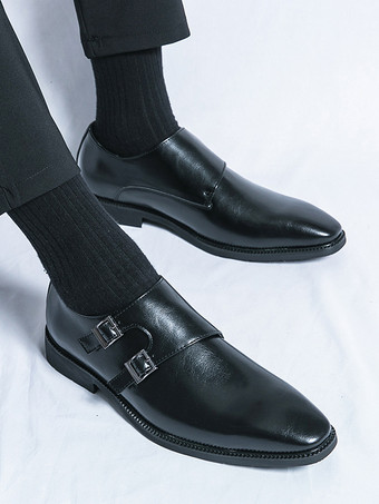 メンズ モンクストラップ ローファー スクエアトゥ スリッポン プロム ウェディングシューズ