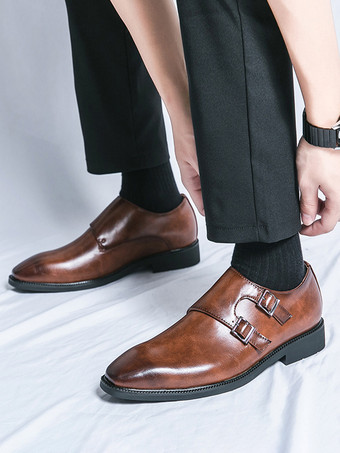 メンズ モンクストラップ ローファー スクエアトゥ スリッポン プロム ウェディングシューズ