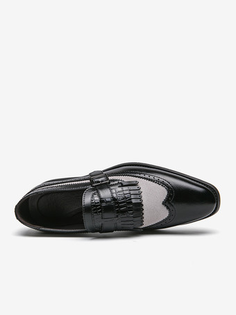 ストラップ調節可能なスリッポンカラーブロックラウンドトゥメンズモンクローファーシューズ