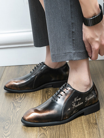 メンズ オックスフォード レースアップ モダン スクエアトゥ プロム ウェディング シューズ