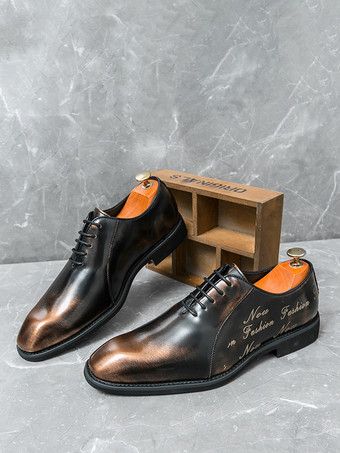 メンズ オックスフォード レースアップ モダン スクエアトゥ プロム ウェディング シューズ