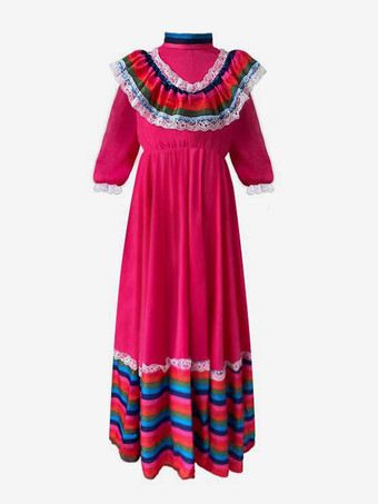 メキシコのロングスカート民族衣装ハロウィン死者の日のロールプレイヨーロッパとアメリカの舞台大きなスイングスカート