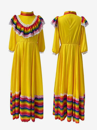 メキシコのロングスカート民族衣装ハロウィン死者の日のロールプレイヨーロッパとアメリカの舞台大きなスイングスカート