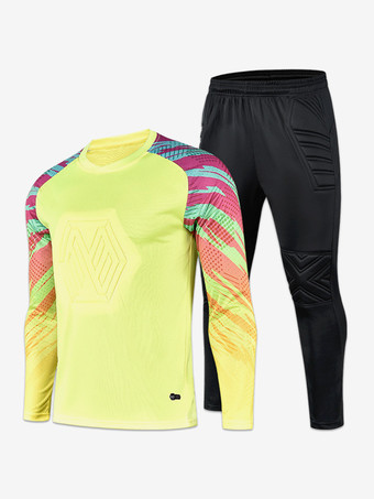 GialloMaglia da calcio per portiere set da 2 pezzi abbigliamento sportivo a maniche lunghe