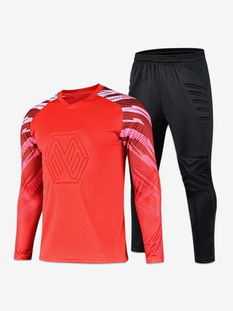 Rosso Maglia da calcio per portiere set da 2 pezzi abbigliamento sportivo a maniche lunghe