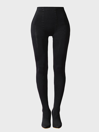 オーバーニーパンツブーツ ブラック ポインテッドトゥ 伸縮性のあるスティレットヒール サイハイブーツ