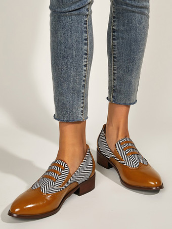 レディース ラウンドトゥ パピーヒール オックスフォード