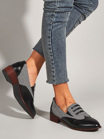 レディース ラウンドトゥ パピーヒール オックスフォード