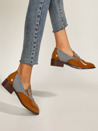 レディース ラウンドトゥ パピーヒール オックスフォード