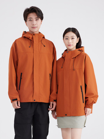 防水ハイキングジャケット フード付き ユニセックス カラーブロック ジップコート