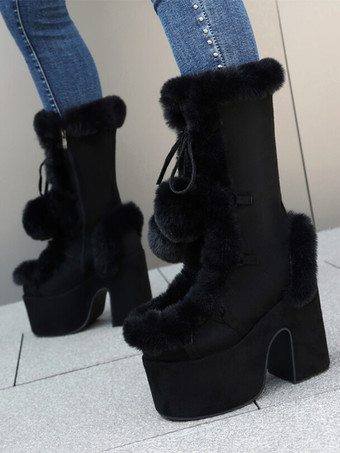 スイートロリータブーツ スエード ナップボウ ラウンドトゥ ホワイトロリータフットウェア