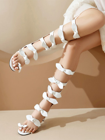 スイートロリータサンダル リボン ラウンドトゥ PUレザー ピンクロリータ サマーシューズ