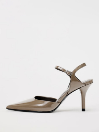 NudeSlingback Dress Shoes Women Pointed Toe Buckle Detail High Heels