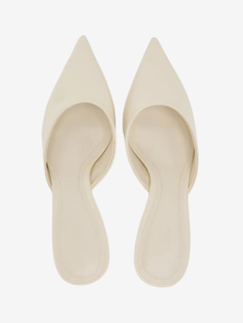 ハイヒールミュール ブラック ポインテッドトゥ スティレットヒール パンプス