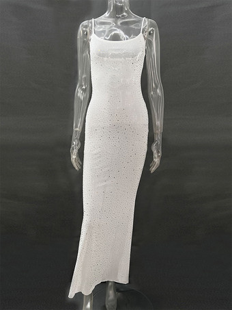 グリッタードレス スパゲッティストラップ バックレス セクシー ナイトアウト クラブ ロングドレス