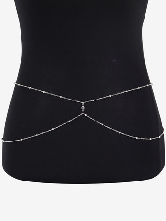 シルバー ゴールド編みベリーチェーン ビーチビキニ クラブウェア ボディチェーン