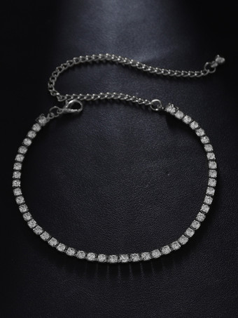 シルバー ゴールドクリスタル編み込みアンクレット ビーチプロムアンクルブレスレット